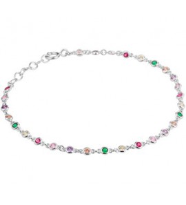 Zilveren armband RH met gekleurde zirconia 16,5-18,5 cm - 3200357