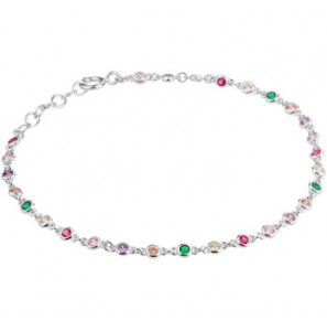 Zilveren armband RH met gekleurde zirconia 16,5-18,5 cm - 3200357