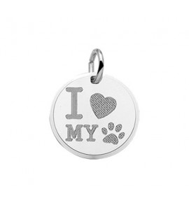 Zilver plaatje met "I love my dog" 16 mm - 3200451