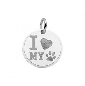 Zilver plaatje met "I love my dog" 16 mm - 3200451