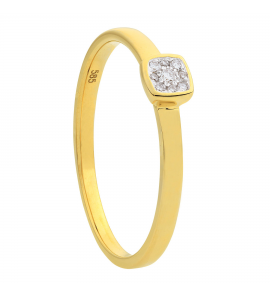 ID wg dames ring vierkant met diam/bril 0.05 crt. mt. 17¢ - 3200508