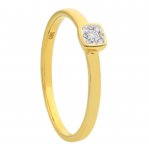 ID wg dames ring vierkant met diam/bril 0.05 crt. mt. 17¢ - 3200508