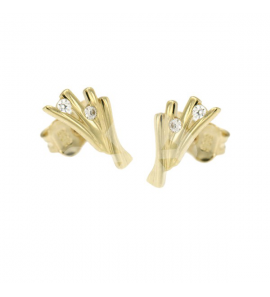 Goud oorknop staafjes met zirkonia - 3210502