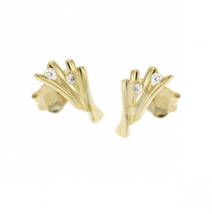 Goud oorknop staafjes met zirkonia - 3210502