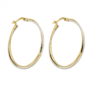 Goud bicolour creolen gehaakt 30 mm - 3210507