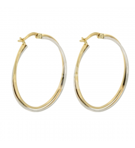 Goud bicolour creolen gehaakt 31 mm - 3210508