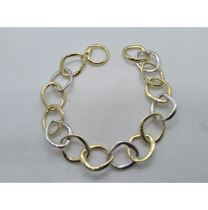 Goud armband bicolour fant. ringen vervormd 21 cm - 3210512