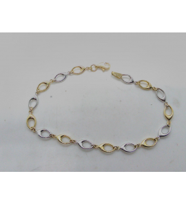 Goud armband bicolour Navette open hol 19.5 cm - 3210480