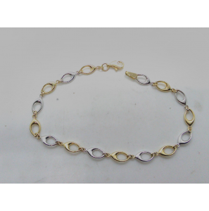 Goud armband bicolour Navette open hol 19.5 cm - 3210480