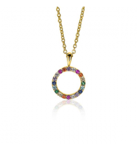 ZINZI zilv. hanger rond open met zirc, regenboog - 3210437