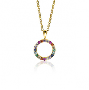 ZINZI zilv. hanger rond open met zirc, regenboog - 3210437