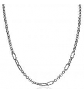 ZINZI zlv. collier schakels jasseron en paperclip 45 cm - 3210439