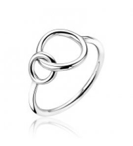 ZINZI zilveren ring 2 ronde vormen in elkaar maat 56 - 3171847