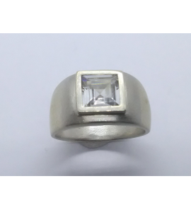 Zilver Uni-sex ring 12 mm met zirkonia mt. 19½ - 3222203