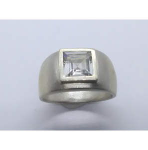 Zilver Uni-sex ring 12 mm met zirkonia mt. 19½ - 3222203