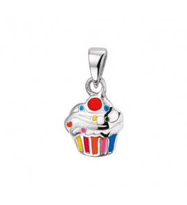 Zilver hanger cupcake gekleurd - 3200530