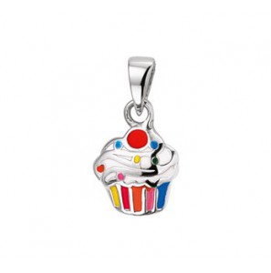 Zilver hanger cupcake gekleurd - 3200530