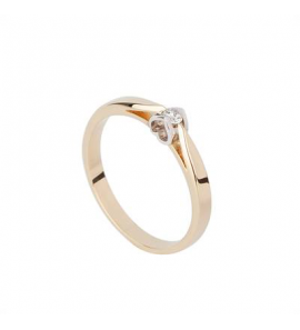 Geel goud dames ring "two hearts in love zetting" 0.05 crt - 3191433