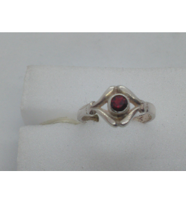 Zilver kinderring met rood steentje - 3102107