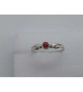 Zilver kinderring met rood steentje - 3102104