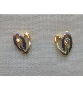 Goud bicolour oorknop met zirkonia - 3200247