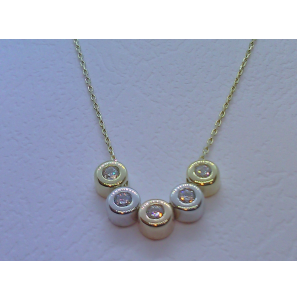 Goud tri-colour anker collier 0.8 mm met 5x hanger zirkonia 42-45 cm - 3200260