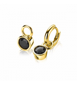 Zinzi zlv. creoolhangers gg.verg. rond zirconia zwart 7 mm - 3202155