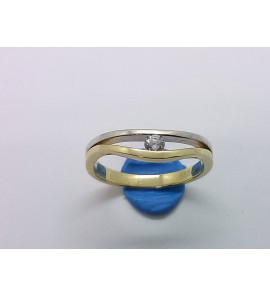 Goud bic. dames ring met zirkonia mt. 17¾ - 3220374