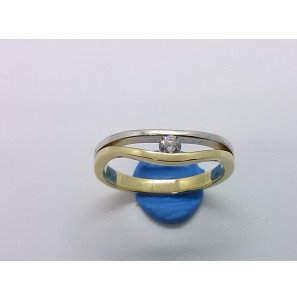 Goud bic. dames ring met zirkonia mt. 17¾ - 3220374