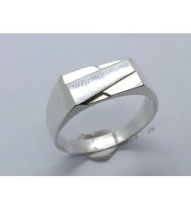 Zilver heren ring rechthoek mt. 20½ - 3222893