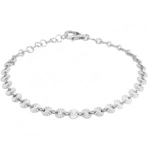 Zilver RH enkelbandje met rondjes facet 24-26 cm - 3201140