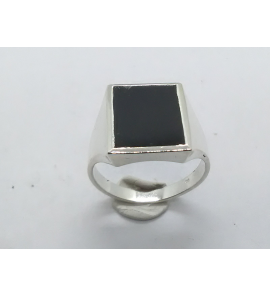 Zilver heren ring met onix rechthoek mt 20 - 3222022