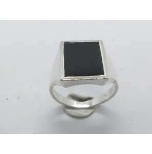Zilver heren ring met onix rechthoek mt 20 - 3222022