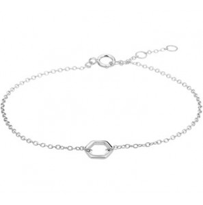 Zilver  RH armband anker met tussenstuk 6-kant 16.5-18.5 cm - 3200980