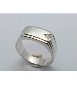 Zilver herenring rechthoek 9 mm met zirconia mt. 19¾ - 3222300