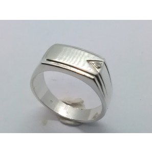 Zilver herenring rechthoek 9 mm met zirconia mt. 19¾ - 3222300