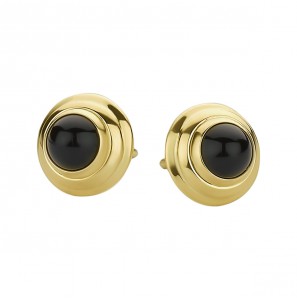 Goud oorknop met onix - 3223648