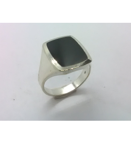 Zilver heren ring rechthoek met onix mt 20 - 3222034