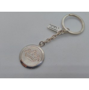 Zilver sleutelhanger met hanger plaat kroon - 3122383