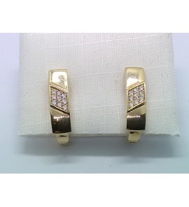 Goud oorhangers spaansehaak glad met zirkonia - 3220457
