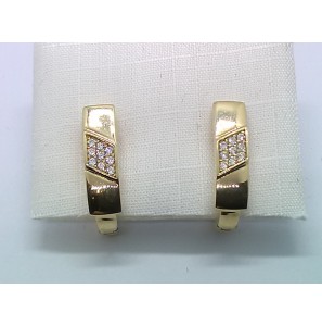 Goud oorhangers spaansehaak glad met zirkonia - 3220457