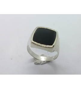 Zilver heren ring stomphoek met onix mt 20¾ - 3222040