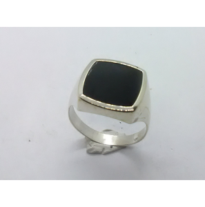 Zilver heren ring stomphoek met onix mt 20¾ - 3222040