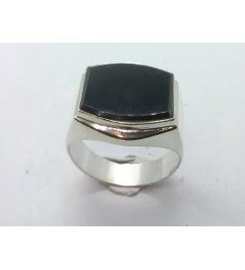 Zilver heren ring rechthoek met onix mt 20¼ - 3222051