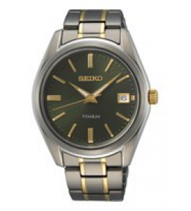 Seiko heren new link titanium bicolour bracelet groen 100m wr - 3220210