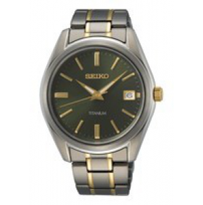 Seiko heren new link titanium bicolour bracelet groen 100m wr - 3220210