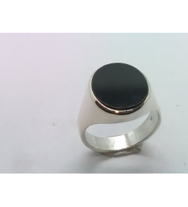 Zilver heren ring ovaal met onix mt 19½ - 3222057