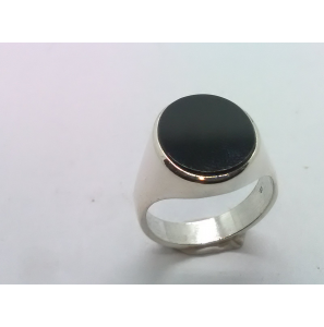 Zilver heren ring ovaal met onix mt 19½ - 3222057