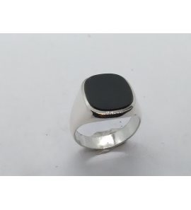 Zilver heren ring ovaal met onix mt 19¾ - 3222069
