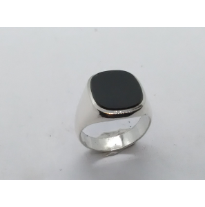 Zilver heren ring ovaal met onix mt 19¾ - 3222069